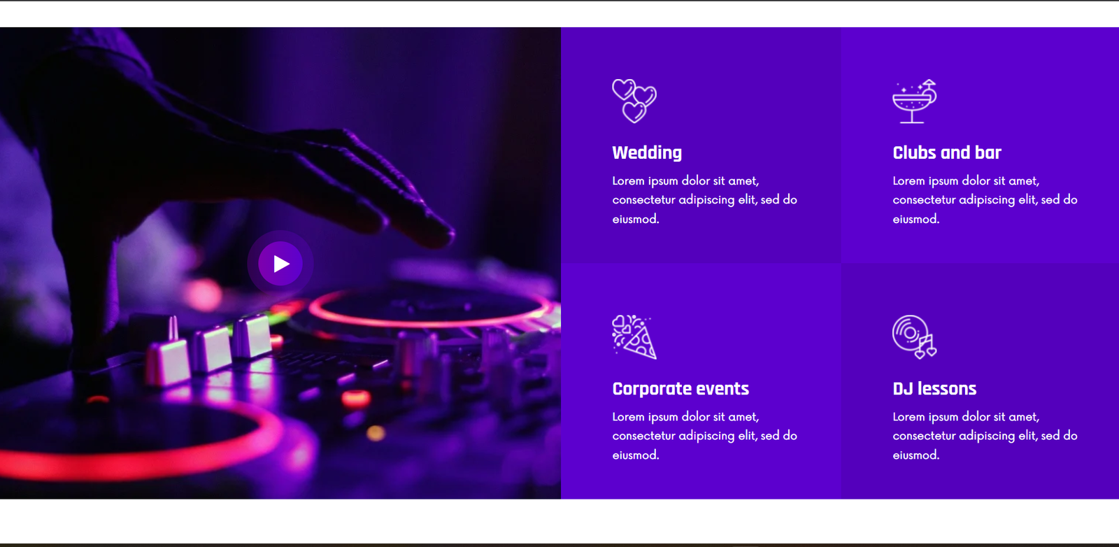 DJ & Musical Events Landing Page Website
